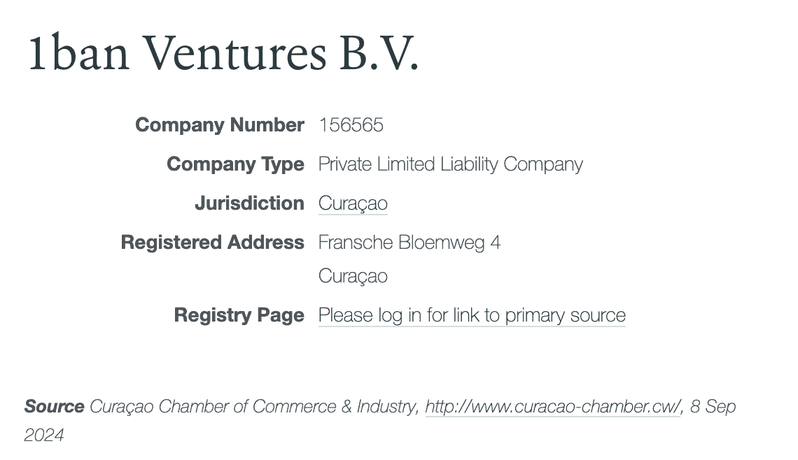 1ban Ventures B.V.　企業情報